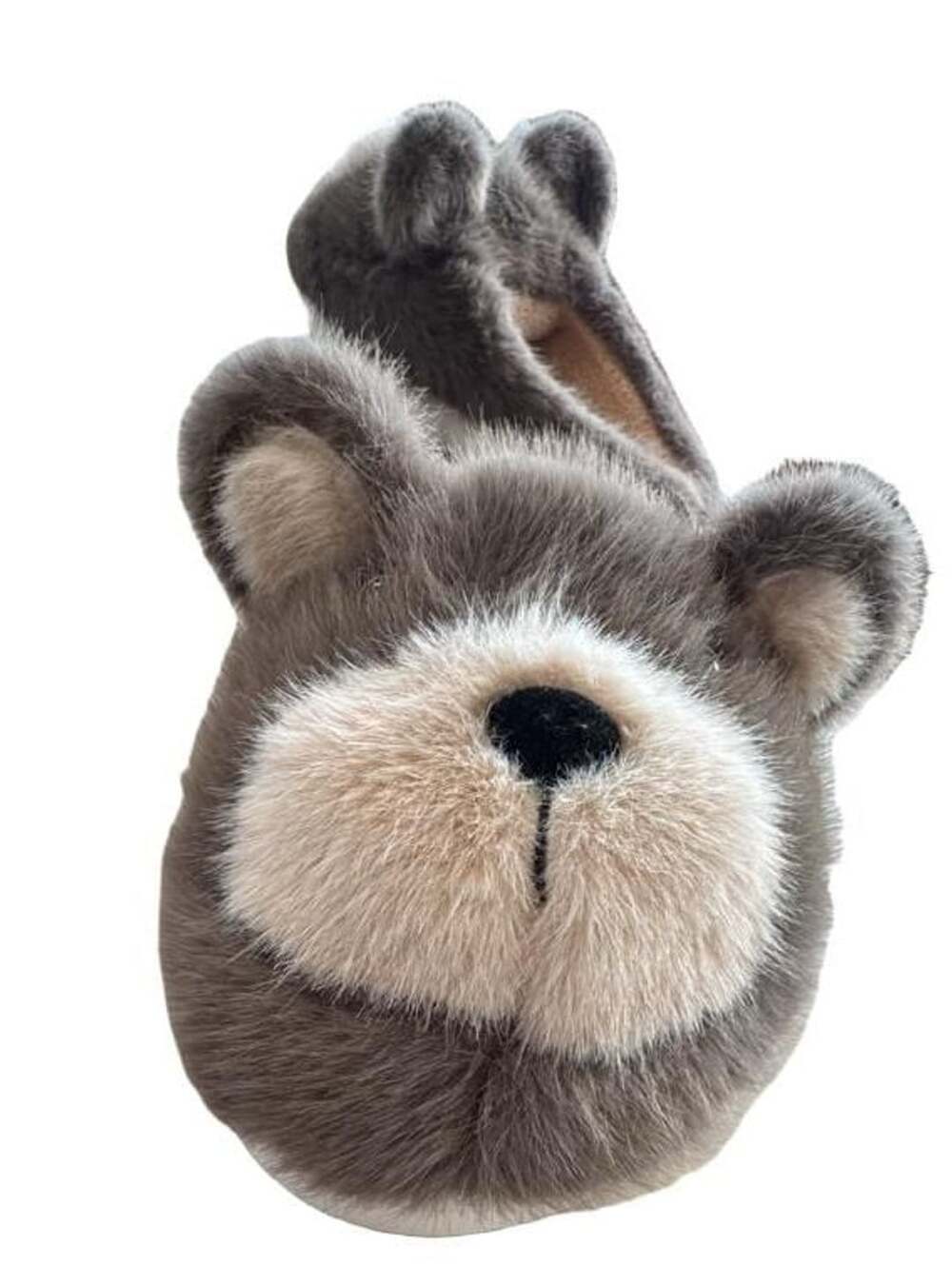 Plush Bear Animal Slippers Size M 6 1/2-7 1/2 Gray